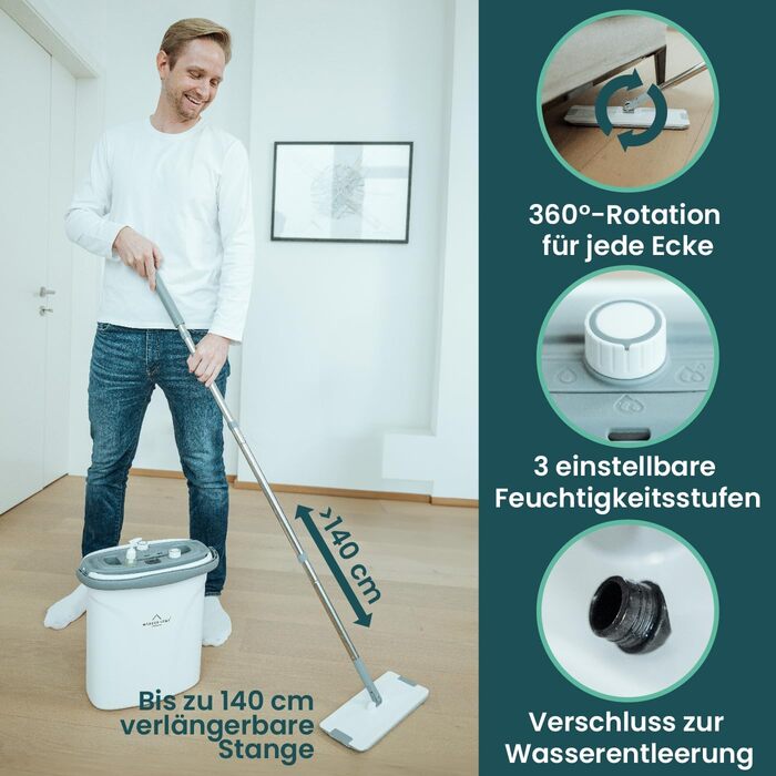 Набір швабри з відром 140 см WONDERHOME