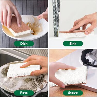 Набір натуральні губки для чищення кухні 24 шт. 10,2 x 6,1 x 2 см HOMEXCEL