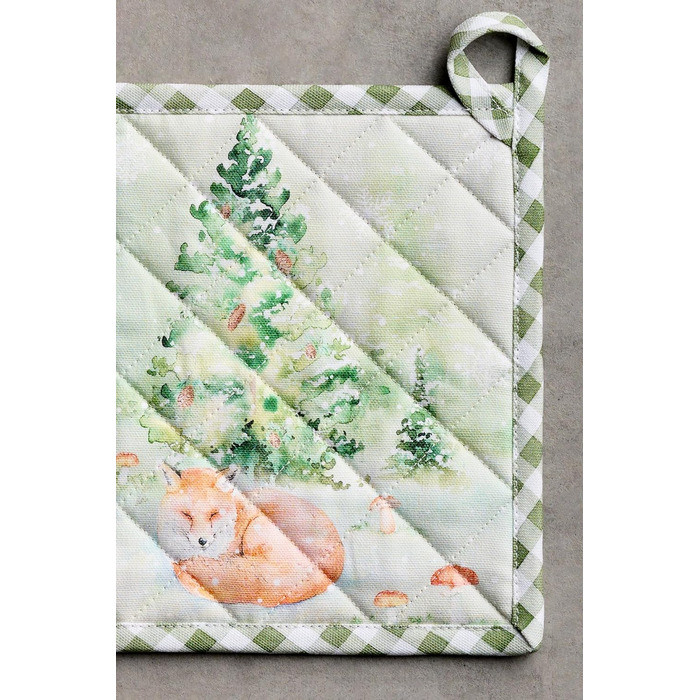 Рукавички для духовки Maison d&39 Hermine, підставки для каструль, 100 бавовна, термостійкі кухонні рукавички, рукавички для духовки (19 см x 33 см) та підставки для каструль (20 см x 20 см) для приготування їжі, Morzine - рукавички для духовки (19 x 33 с