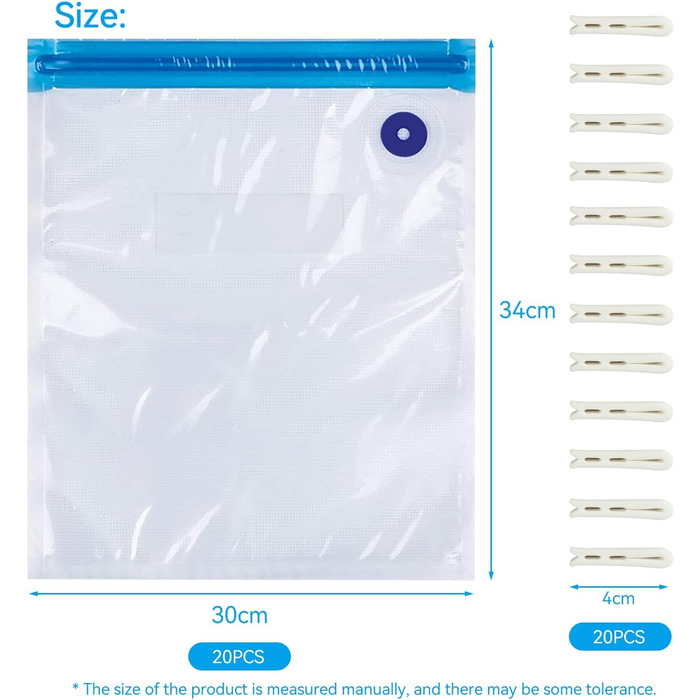 Вакуумні пакети 20 пакетів 30 x 34 см Taipintee