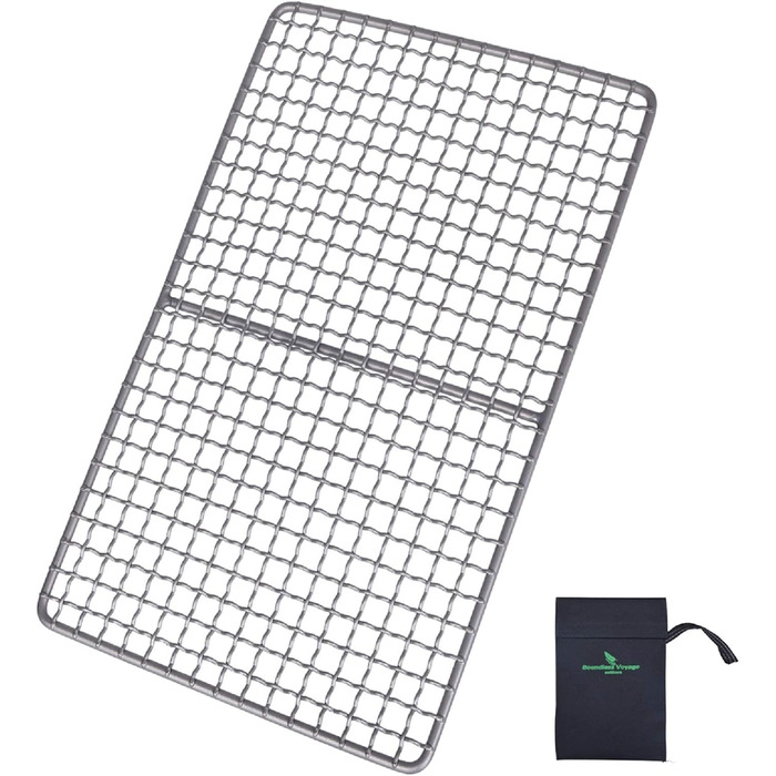 Титановая решетка для приготовления пищи Решетка для гриля на открытом воздухе Древесный уголь Барбекю Сетка Гриль Пластина Сверхлегкая охлаждающая стойка для выпечки Тяжелая еда Приготовление пищи Обжарка Кухонная утварь и подвесная цепь для кемпинга на 