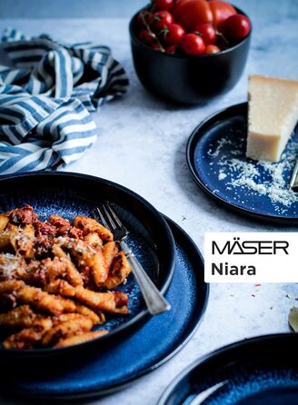 Современный набор посуды из 12 предметов из керамики серого и черного цветов MÄSER