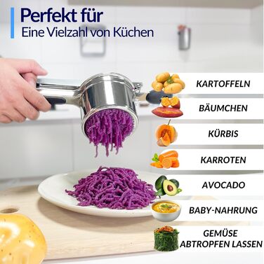 Прес для картоплі з 2 змінними чашками, нержавіюча сталь SPEENSUN