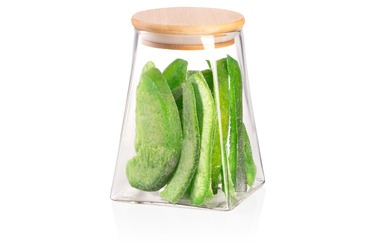 ARDESTO Midori Банка для хранения, 740 мл, стекло, бамбук, коническая, прозрачная