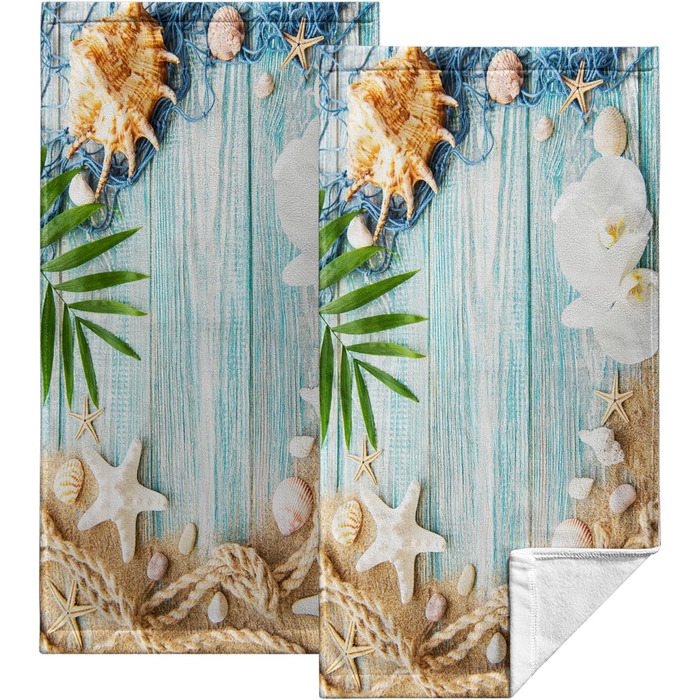 Різдвяні кухонні рушники Kwlegh, рушник для рук, різдвяна ялинка, цукерка-тростина, сніжинка, рушник для пальців, набір з 2 шт. , милий чоловічий банний рушник, високопоглинаючі рушники, 36 шт. (пляжні мушлі)