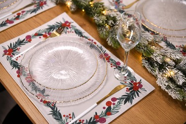 ARDESTO Серветка сервірувальна Happy Holidays 30х45см, 90% поліестер, 10% бавовна, білий віночок