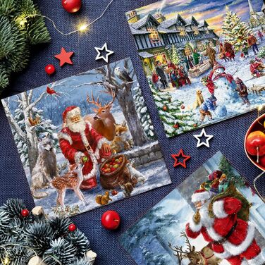 Серветки 3-шарові (33 x 33 см) I 20 шт. I Різнокольорові паперові серветки, ідеальні для різдвяного столу I Серветки - Різдво, зима, зірки, сніг, сніговики I (Подарунки від Санти)