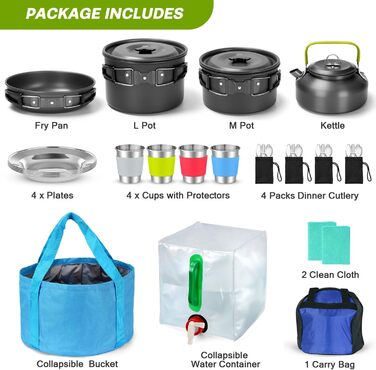 Набор посуды для кемпинга на 4 человека, 29 предметов Odoland