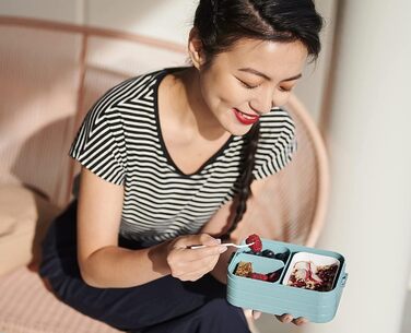 Ланч-бокс з Bento Box - Для 4 сендвічів або 8 скибочок хліба - Ланч-бокс для невеликих закусок і залишків їжі - Ланч-бокс для дорослих - Фуд-бокс з відділеннями - (Nordic Green, Ланчбокс Duo Pack великий / Midi)