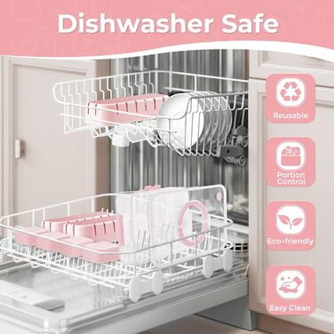 Коробка для снеків Luxear з 14 відділеннями, тарілка для снеків з кришкою та ручкою, багаторазова миска для снеків для дітей, органайзер для снеків, горіхів, фруктів, спецій, для пікніка на вечірці, можна мити в посудомийній машині, білий (рожевий, 1 комп