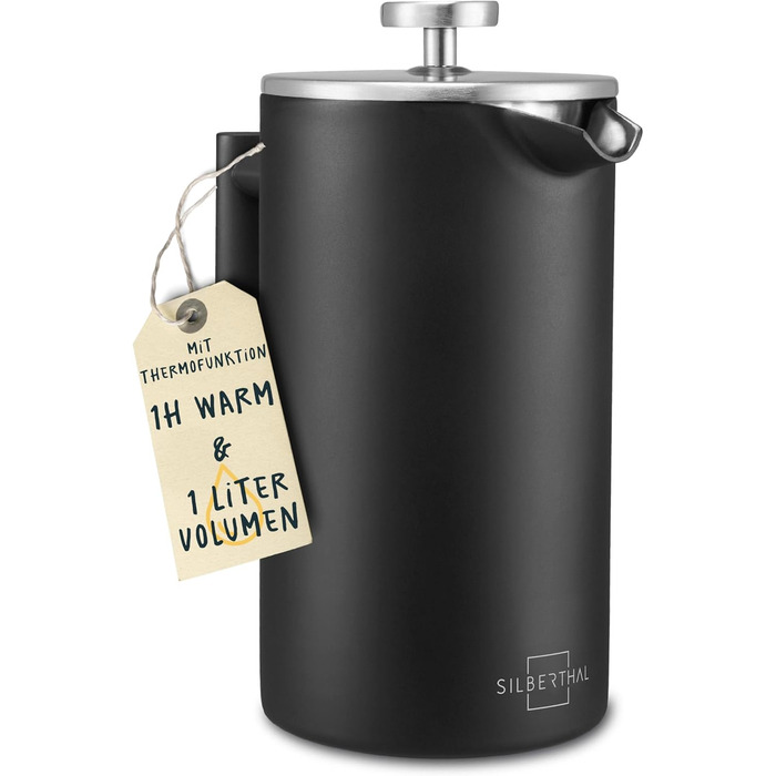 Конічна точилка для задирок SILBERTHAL - Регульоване подрібнення від грубого до тонкого - Ручна точилка з нержавіючої сталі та скла - Ідеальна ідея для подарунка (френч-прес)