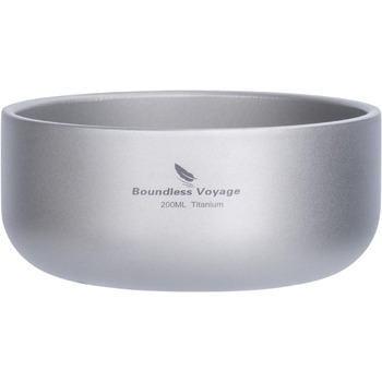 Титанова миска для рисового супу 420 мл Миска з подвійними стінками Захист від опіків Чашка для чаю Легкий відкритий кемпінговий посуд для дорослих Діти для піших прогулянок Пікнік Рюкзак Ti1084T (Ti1083T-200 мл)