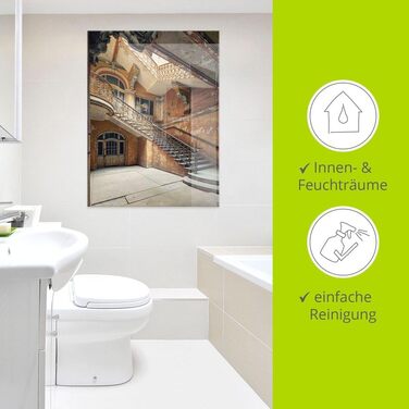 Настінний декор скляні картини настінна картина скляна картина цільна 40x40 см квадрат Тоскана Італія природа пейзаж сад троянди балкон вид літо T4QS (сходи, 60 x 80 см)