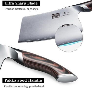 Набір ножів з 16-TLG, японський набір ножів для шеф-кухаря Багатофункціональний набір ножів з нержавіючої сталі AUS-10, надгострий набір кухонних ножів з точилкою (ніж для нарізки 18 см)