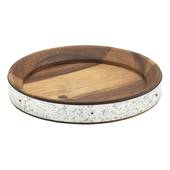 Доска для подачи 17 см, круглая, акация, оцинкованная сталь, GenWare