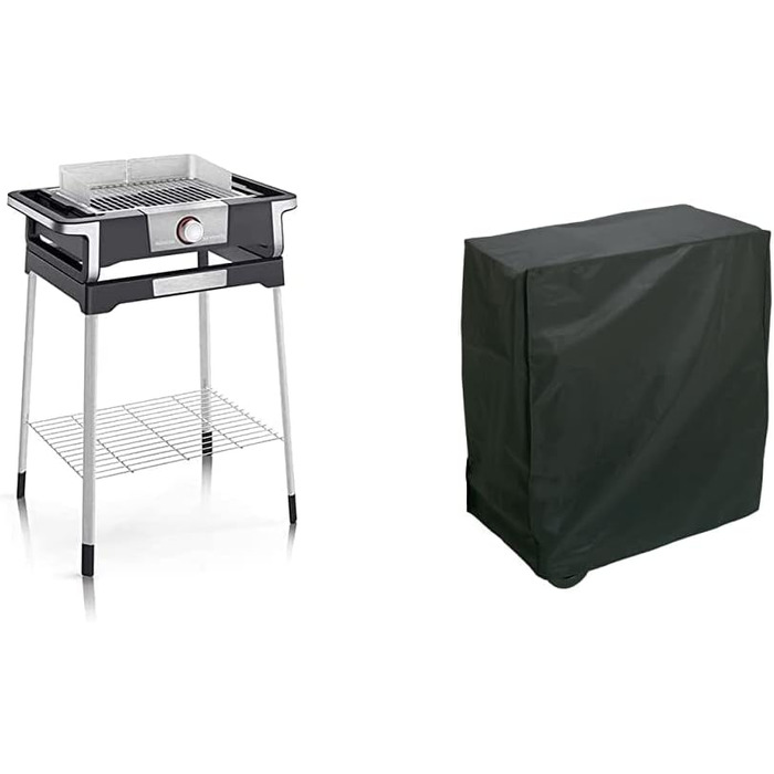 Электрический гриль SEVERIN SENOA DigitalBOOST для внутренних и наружных работ, настольный гриль с быстрым запуском гриля до 500 C, балконный гриль с поверхностью SafeTouch, нержавеющая сталь/черный, PG 8114 (отдельностоящий гриль с поворотным управлением