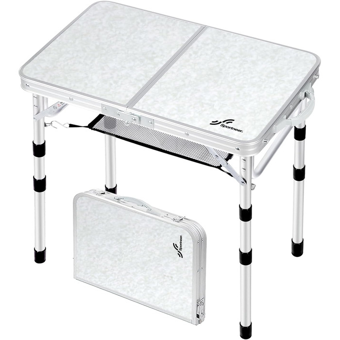 Складной кемпинговый стол с 3 уровнями высоты 60 х 40 см белый Sportneer