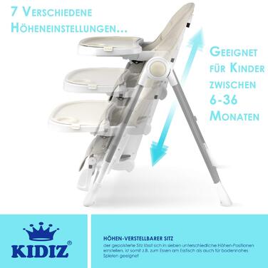 Дитячий стільчик для годування від 6 місяців бежевий Kidiz