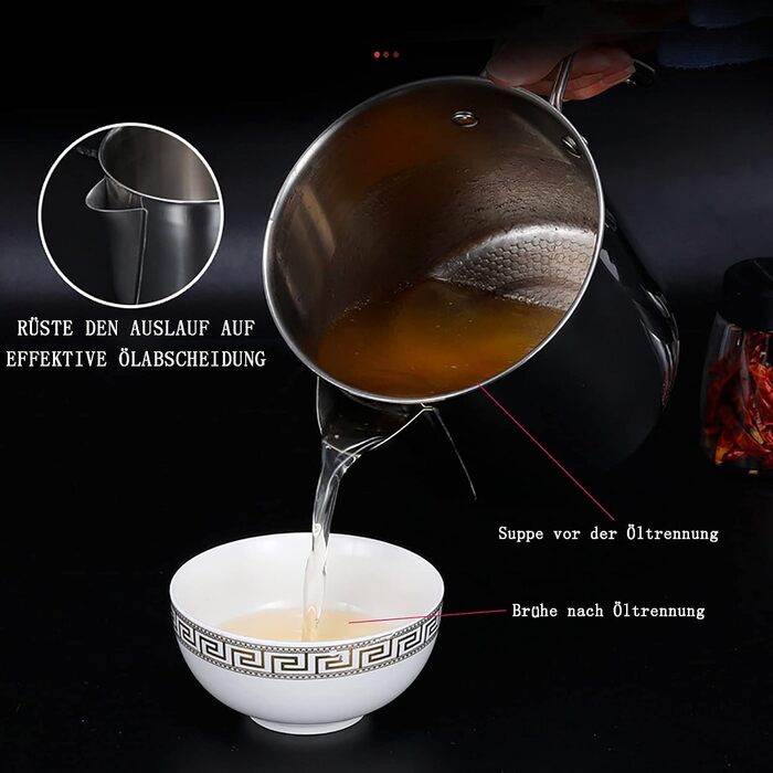 Сепаратор для відокремлення жиру 1,3 л з кришкою, нержавіюча сталь YITAIYUAN