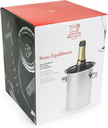 Охолоджувач пляшок Peugeot з пакетами з льодом, Для пляшок шампанського та вина, Висота 19 см, Нержавіюча сталь, 220068