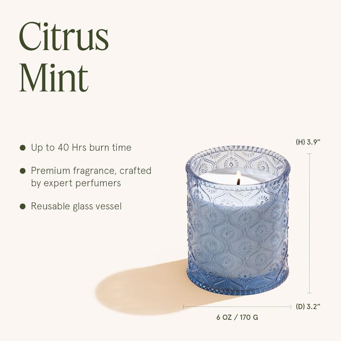 Ароматна свічка La Jole Muse у скляній свічці, подарунок для жінок, ароматичні свічки з сандаловим деревом для дому, час горіння 55 годин, 170 г. (Menta Al Limone)