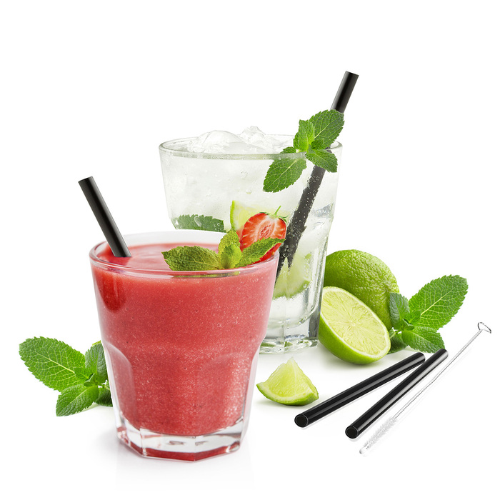 Набір трубочок для коктейлю 13 см, чорні, 4 предмети Future Gefu