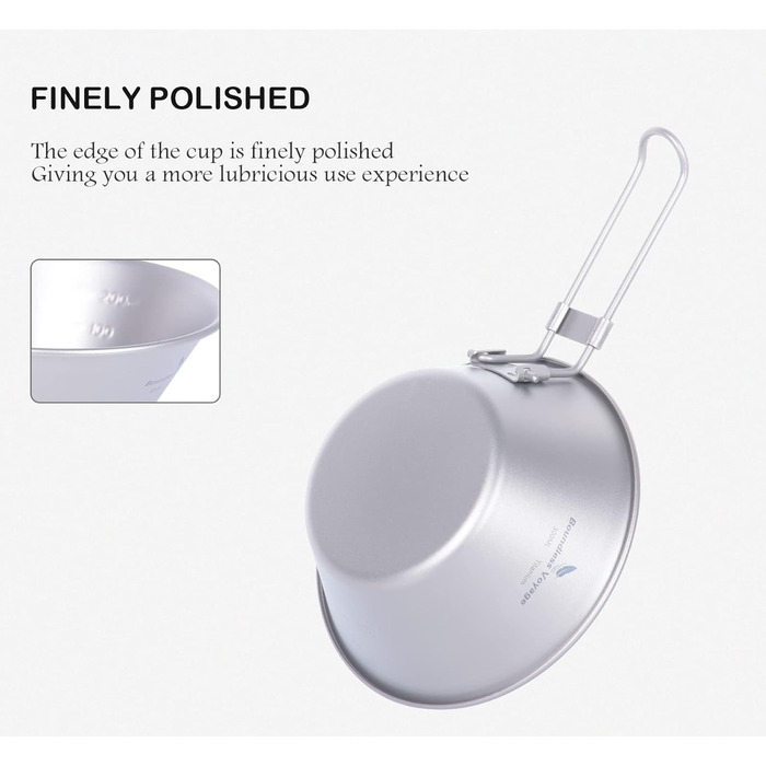Мл / 450 мл Титановая чаша для чаши Легкая посуда для кемпинга со складной ручкой и носиком против капель Прочная наружная походная мини-посуда для пикника (чашка Ti1087T-300 мл), 300