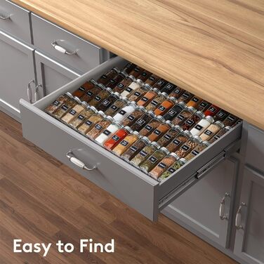 Органайзер для спецій пластиковий розсувний, 48,4 x 66 x 3,9 см, чорний Lifewit