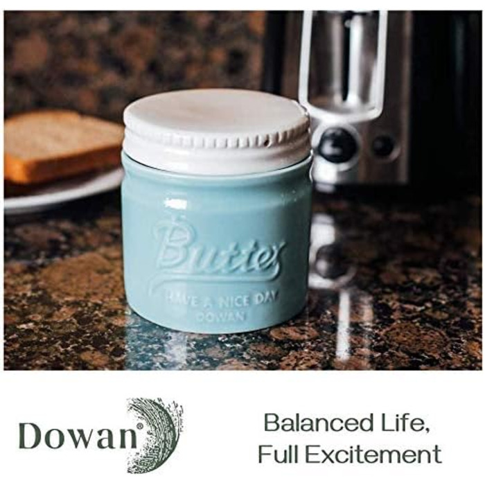 Баночка для масла порцелянова 192 мл, блакитна Dowan