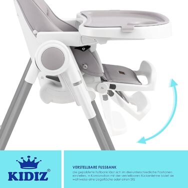 Детский стульчик для кормления от 6 месяцев светло-серыйKidiz