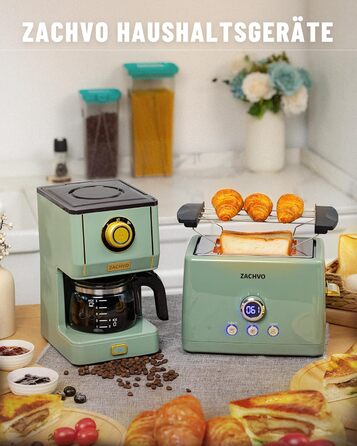 Тостер 850 Вт на 2 скибочки, зелений ZACHVO