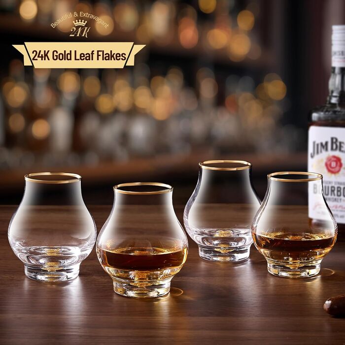 Набір із 4 келихів для віскі 205 мл із золотими обідками DUJUST