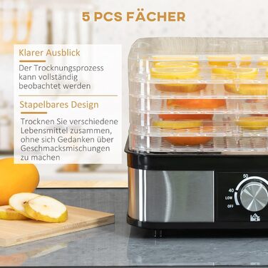 Дегідратор на 5 полиць, 245 Вт HOMCOM