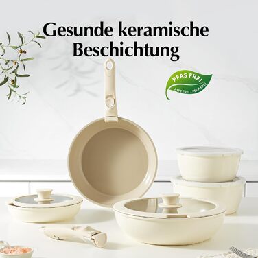 Набор посуды со съемными ручками 16 предметов бежевый Redchef