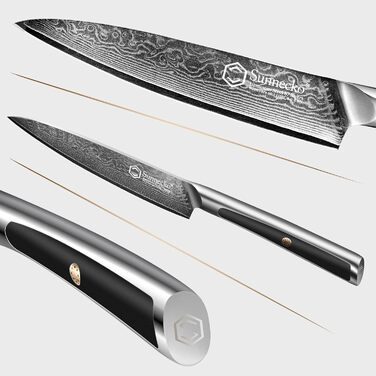 Дамаський ніж Sunnecko 20 см Кухонний ніж шеф-кухаря - гострий ніж з дамаської сталі, кухонний ніж з ергономічною ручкою