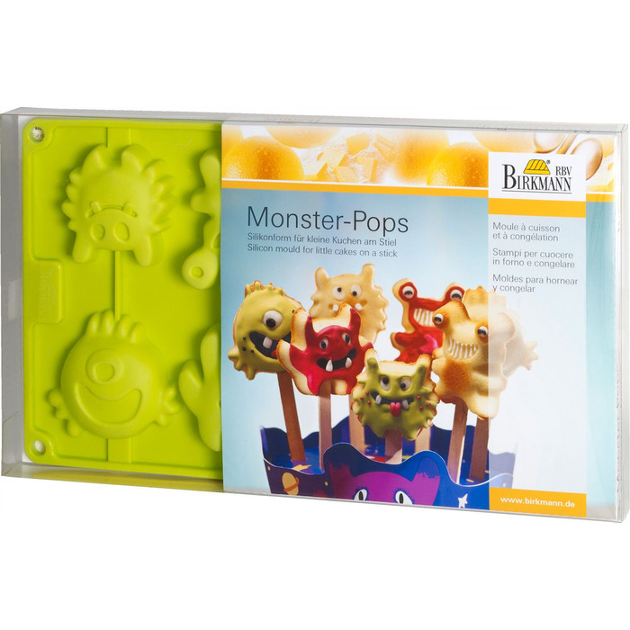 Форма для випічки кексів-монстрів, 17 предметів, 30,5 x 2,3 x 18 см, зелена, RBV Birkmann