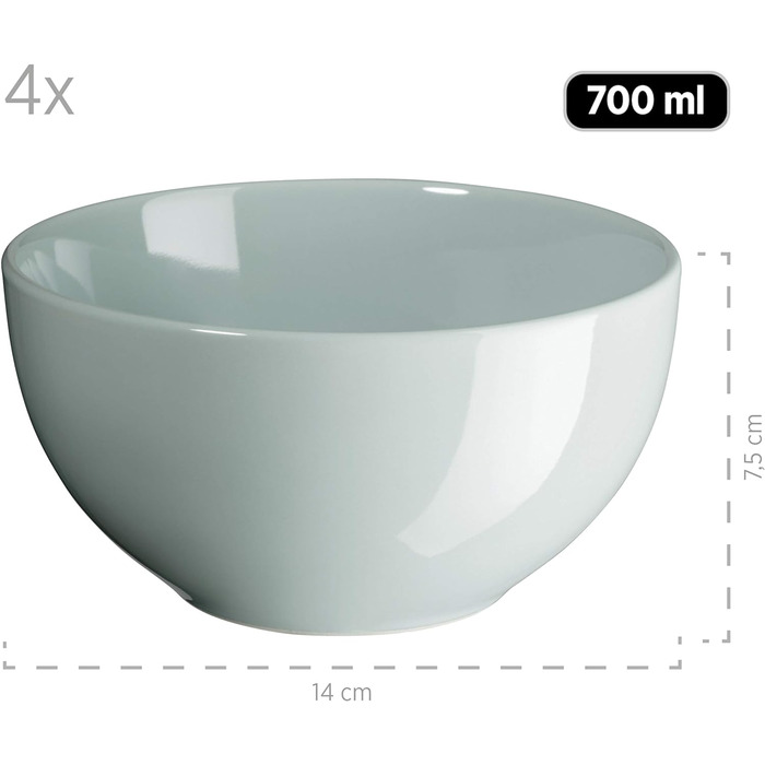 Современный набор посуды на 4 персоны из 16 предметов из керамики, керамогранита (бирюзово-зеленый), 931914 Pastel Selection