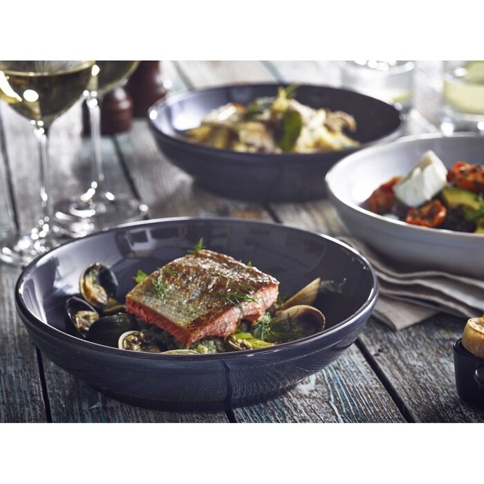 Тарілка глибока, 23 см, блакитна, Terra Stoneware Rustiс, GenWare