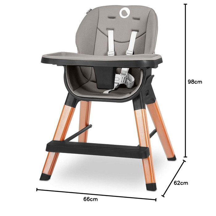 Дитячий стільчик для годування 4-в-1 від 6 місяців, чорний Mona Lionelo