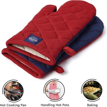 Набір з 2 кухонних рукавичок 18x30 см, червоний Encasa XO
