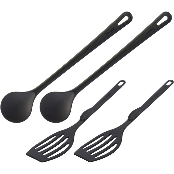 Набір кухонних гаджетів Westmark, 4 шт. , 2 лопатки та 2 ложки для перемішування, якісний пластик, ніжний та флональний, чорний, 203522E6