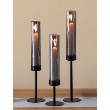 Підсвічник з чорним склом 45,40,34 см Sziqiqi