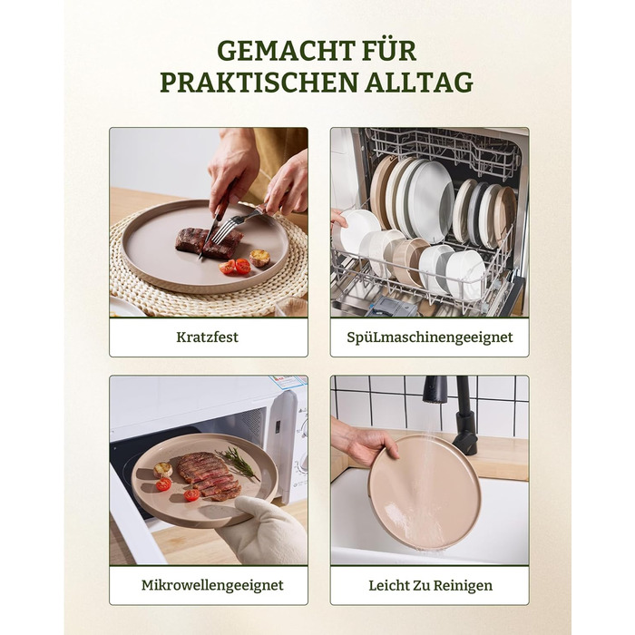 Набір посуду Richmount Nebula для 6 осіб, набір тарілок та мисок із 18 предметів, набір посуду з крапчастої кераміки, можна використовувати в мікрохвильовій печі та мийній машині, колір кориця-коричневий, сервіз Nebula для 6 осіб