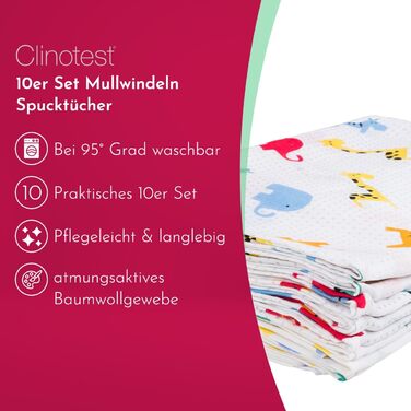 Набір рушників для дітей 10 шт.  80 x 80 см Clinotest