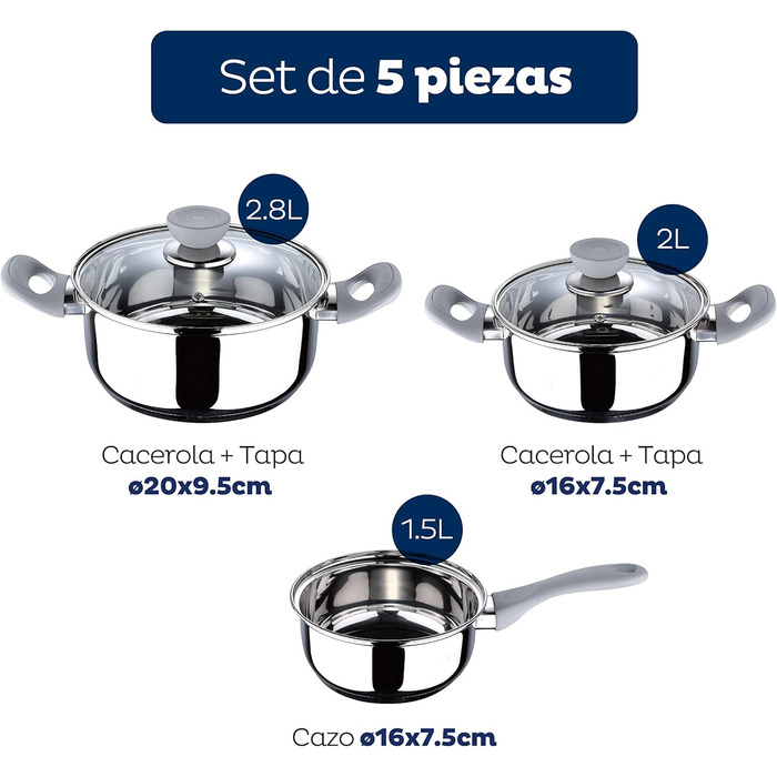 Набір каструль з нержавіючої сталі, 5 предметів Alexia San Ignacio