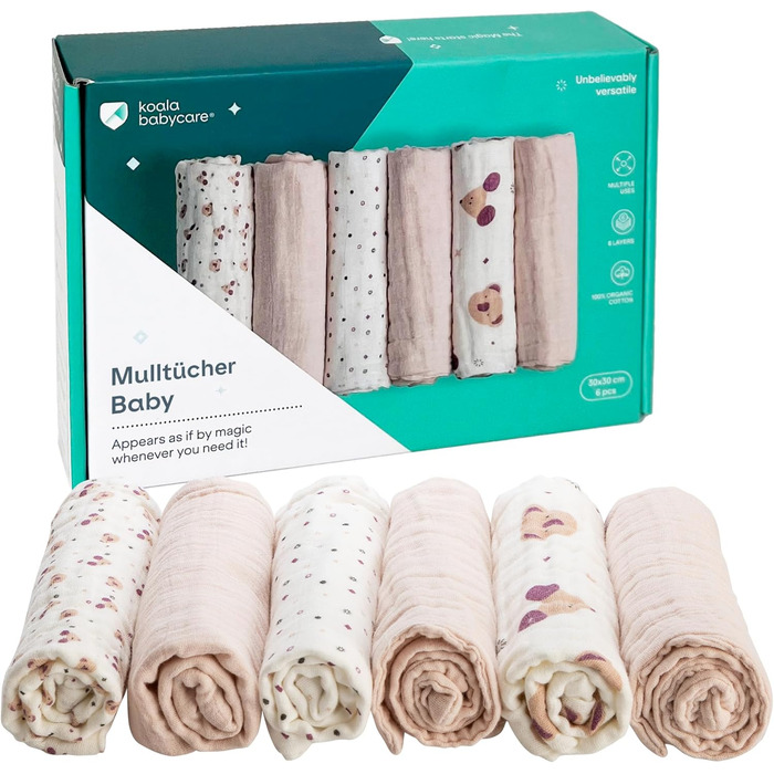 Набір із 6 рушників для дітей 30 х 30 см KOALA BABYCARE