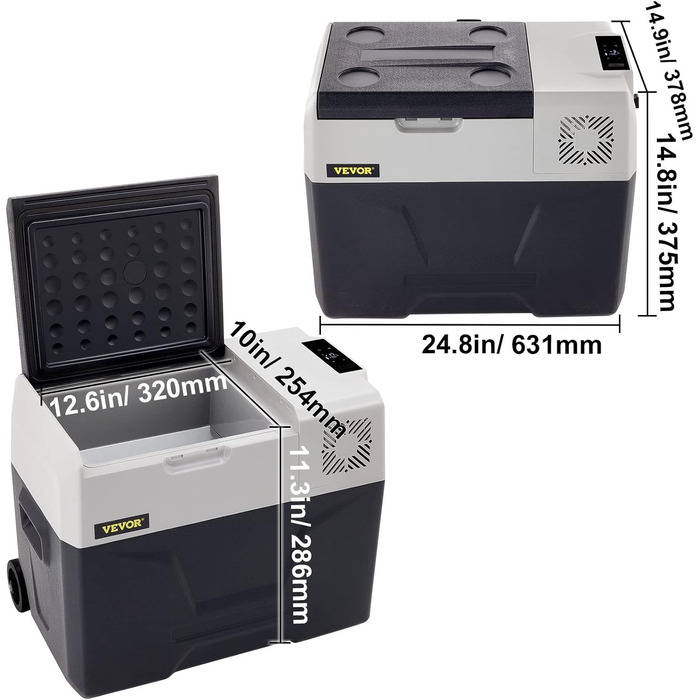 Автомобільний холодильник VEVOR 35L, компресорний холодильник, коробка-холодильник з нержавіючої сталі, ізольована коробка для свят, міні-холодильник, автомобільний холодильник з розеткою 35L (30L)