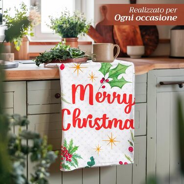 Набір з 3 багатоцільових кухонних рушників Maison d&39 Hermine Rural Christmas, 100 бавовна Барні рушники День подяки/Різдво (50 см x 70 см) (17 - Різдвяні рушники з пуансетією)