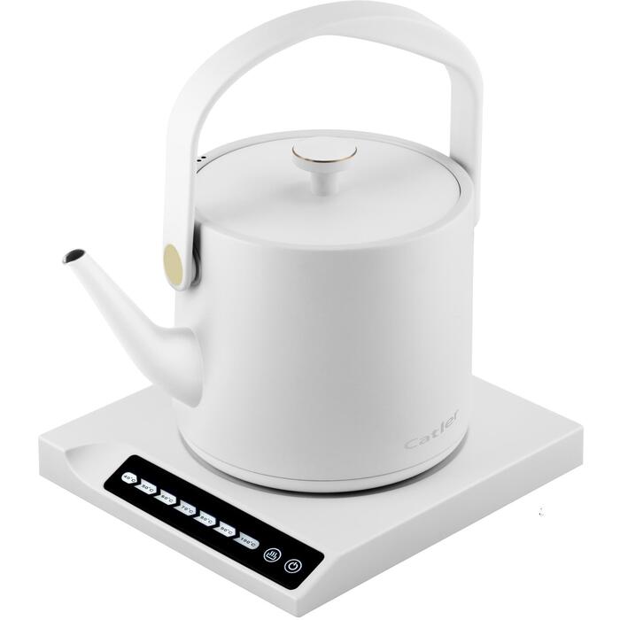 CATLER Електрочайник 0.6л, Strix, заварник, нерж. сталь, підтримка температури, сенс. керув., білий