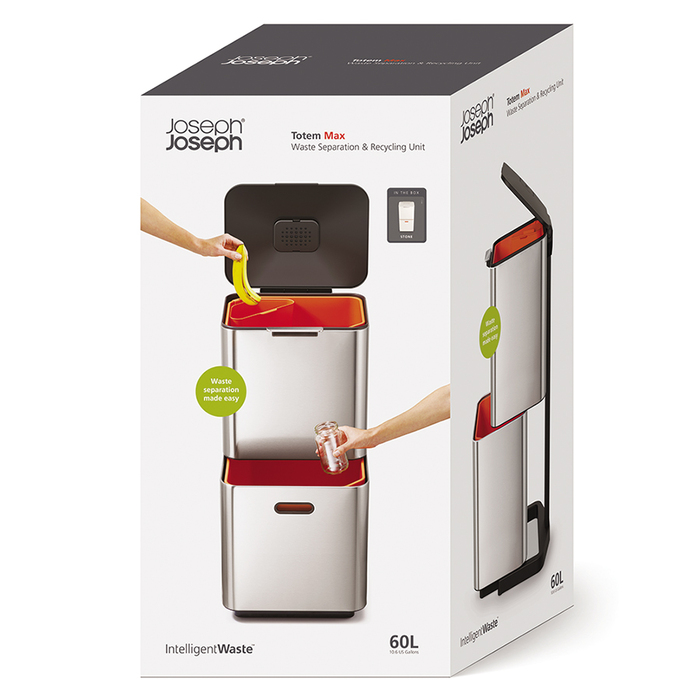 Контейнер для сміття з двома баками 60 л білий Totem Compact Joseph Joseph